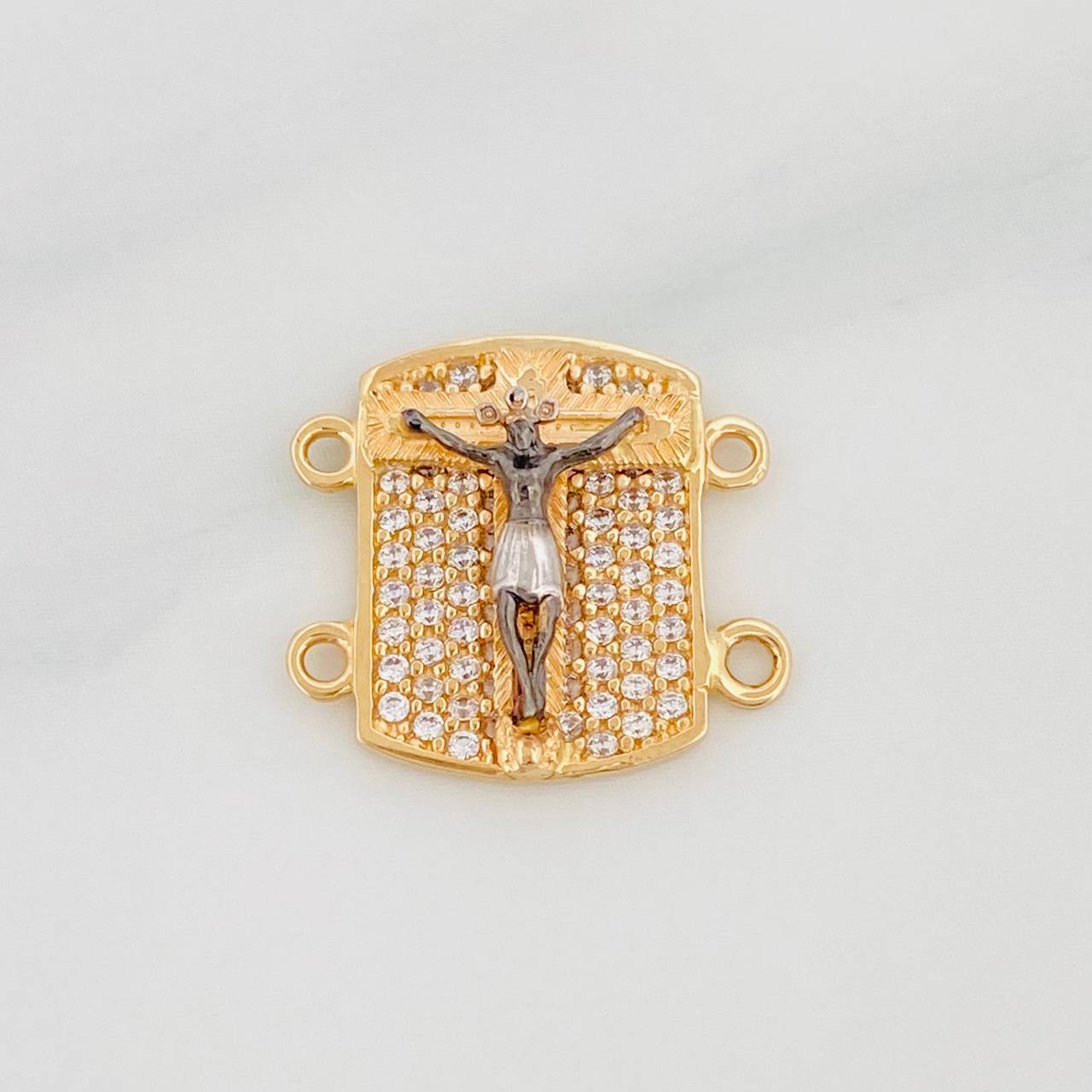 Herraje Placa Cruz Cristo 2.65 g / 1/2 in Tres Oros 18K