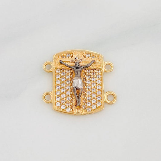 Herraje Placa Cruz Cristo 2.65 g / 1/2 in Tres Oros 18K