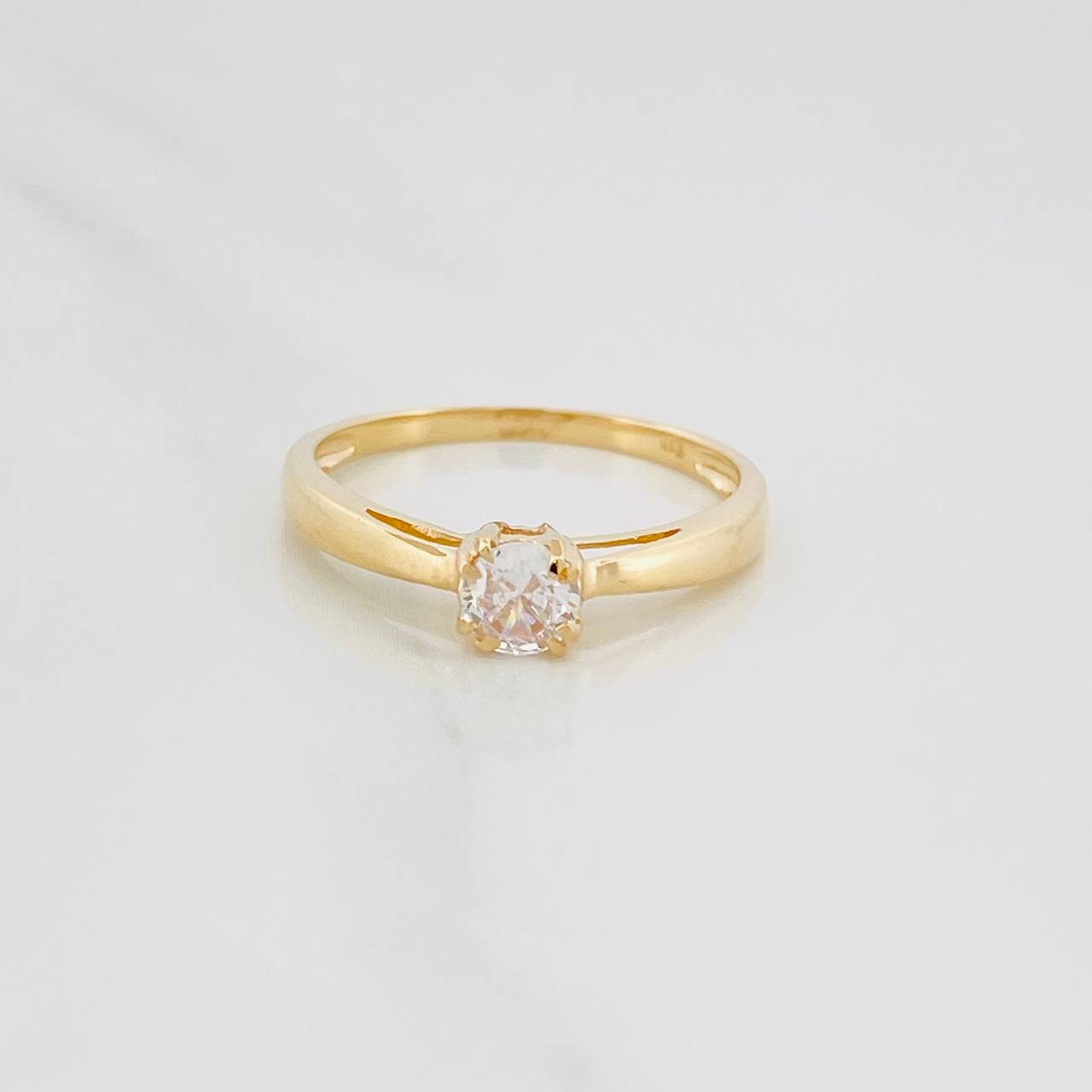 Solitaire Bridge Ring 2 g / T7 1/4 Yellow Gold 18K