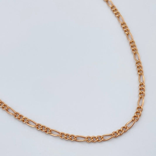 Cadena Figaro 1.4gr / 17 1/2 in / 1.45mm Oro Rosa +1 18K %