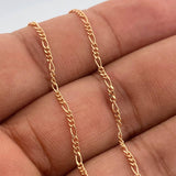 Cadena Figaro 1.4gr / 17 1/2 in / 1.45mm Oro Rosa +1 18K %