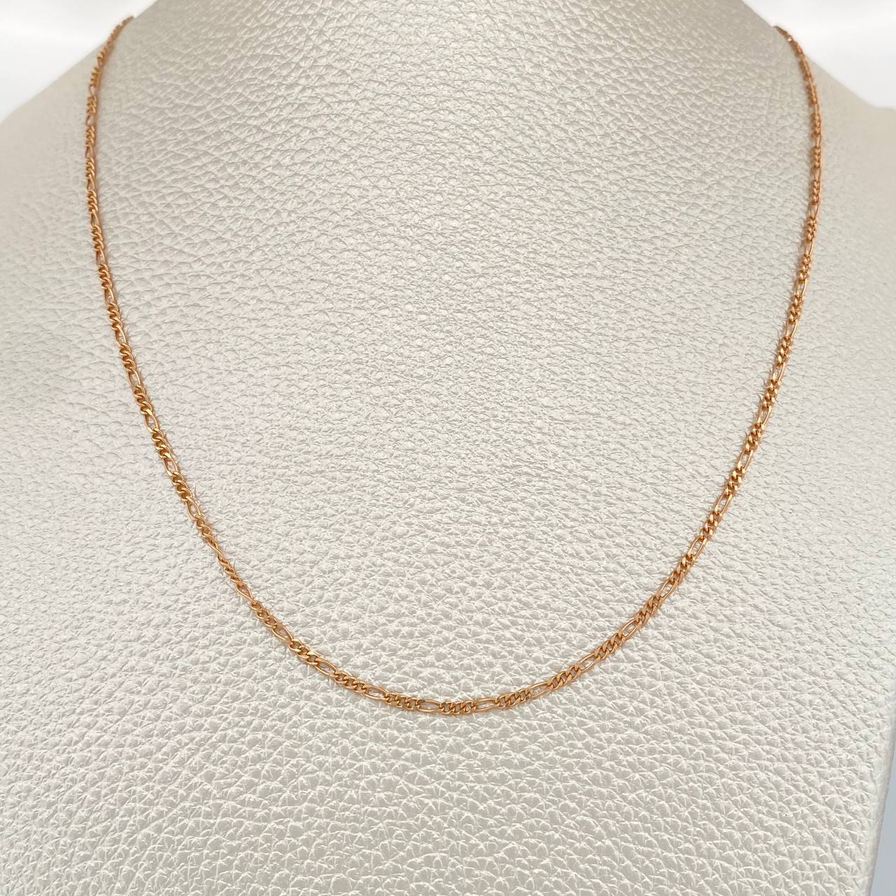 Cadena Figaro 1.4gr / 17 1/2 in / 1.45mm Oro Rosa +1 18K %