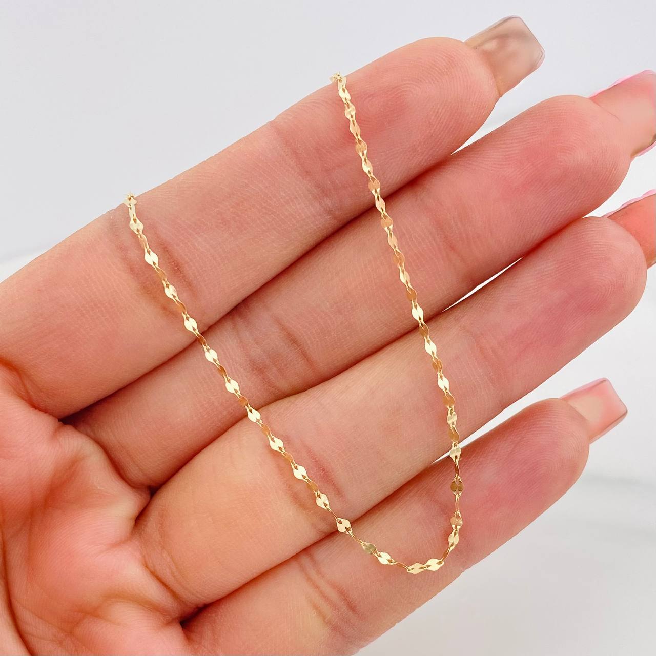 Mirror Flower Chain 0.8g / 18 in / 1.65mm Yellow Gold 18K