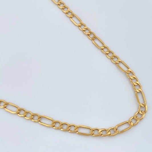 Cadena Figaro 5.45gr / 23 3/4 in / 3.4mm Oro Amarillo +1 18K &