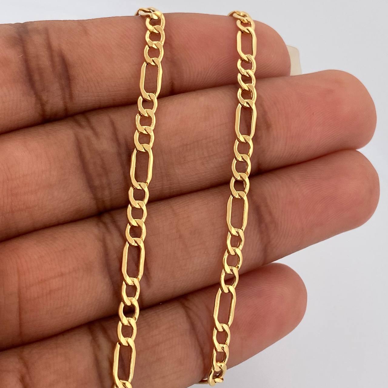 Cadena Figaro 5.45gr / 23 3/4 in / 3.4mm Oro Amarillo +1 18K &