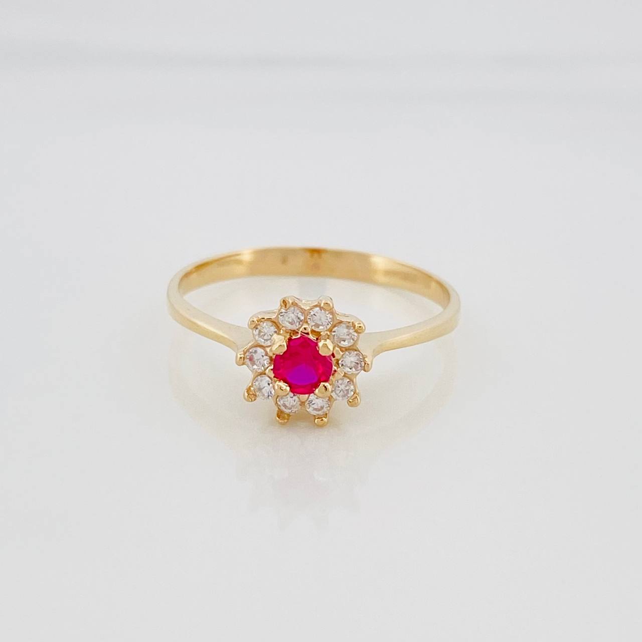 Anillo Solitario Flor 2 g / T7 1/4 Oro Amarillo 18K