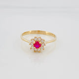 Anillo Solitario Flor 2 g / T7 1/4 Oro Amarillo 18K