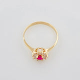 Anillo Solitario Flor 2 g / T7 1/4 Oro Amarillo 18K