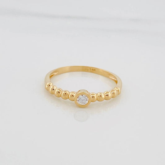 Anillo Solitario Bisel Esfera 1.8 g / T7 Oro Amarillo 18K