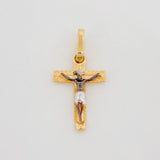 Pendant Miraculous Christ Cross of Buga 0.85 g / 3/4 in Three Golds 18K