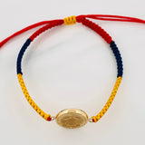 Pulsera Tejida Tricolor Herraje Balon Oro Amarillo 18K