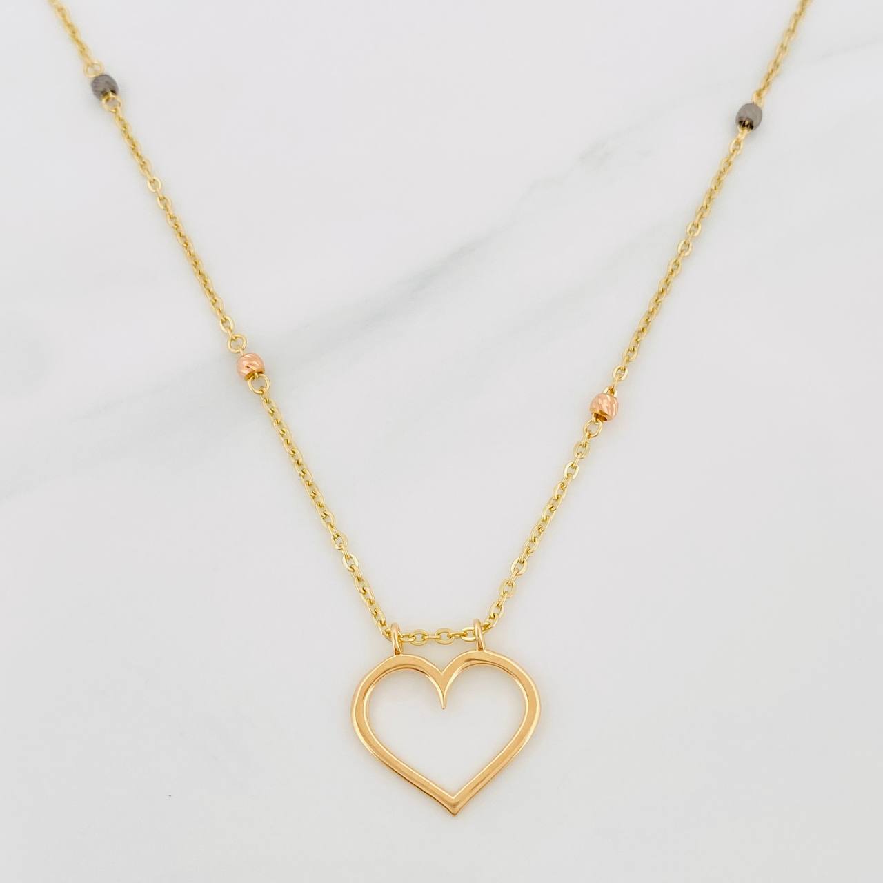Cadena Aro Seguido Corazon 4.1 g / 18 1/4 in / 2.6 mm Tres Oros 18K