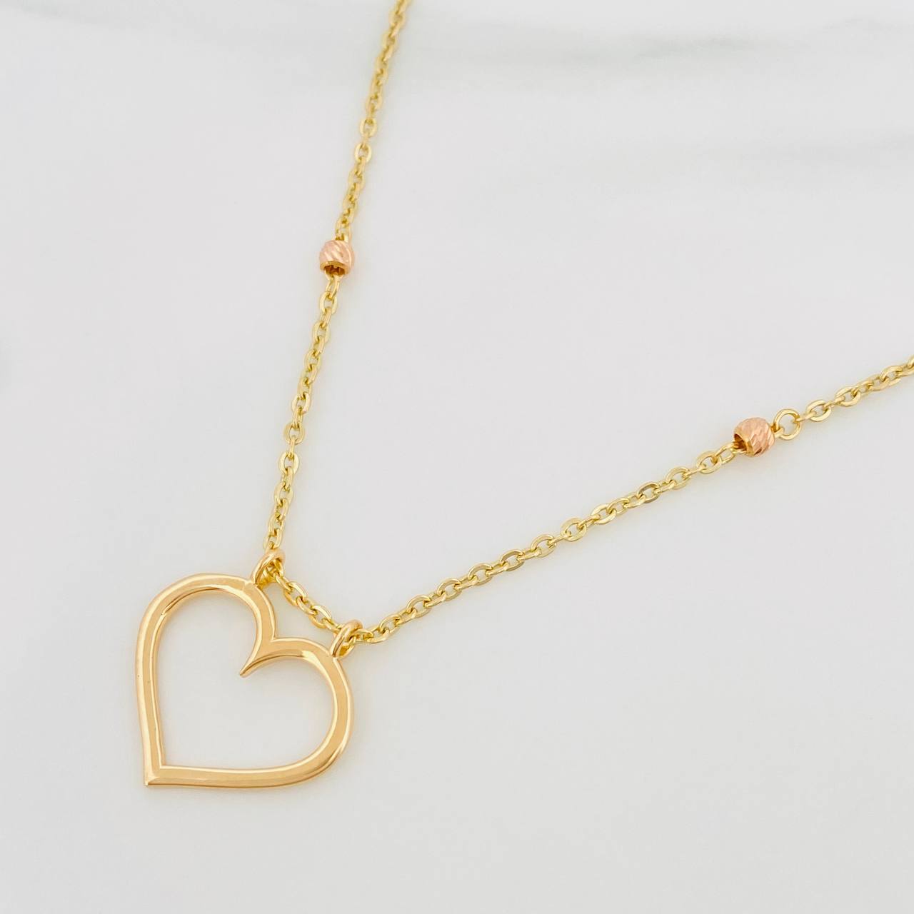 Cadena Aro Seguido Corazon 4.05 g / 18 in / 1.4 mm Tres Oros 18K