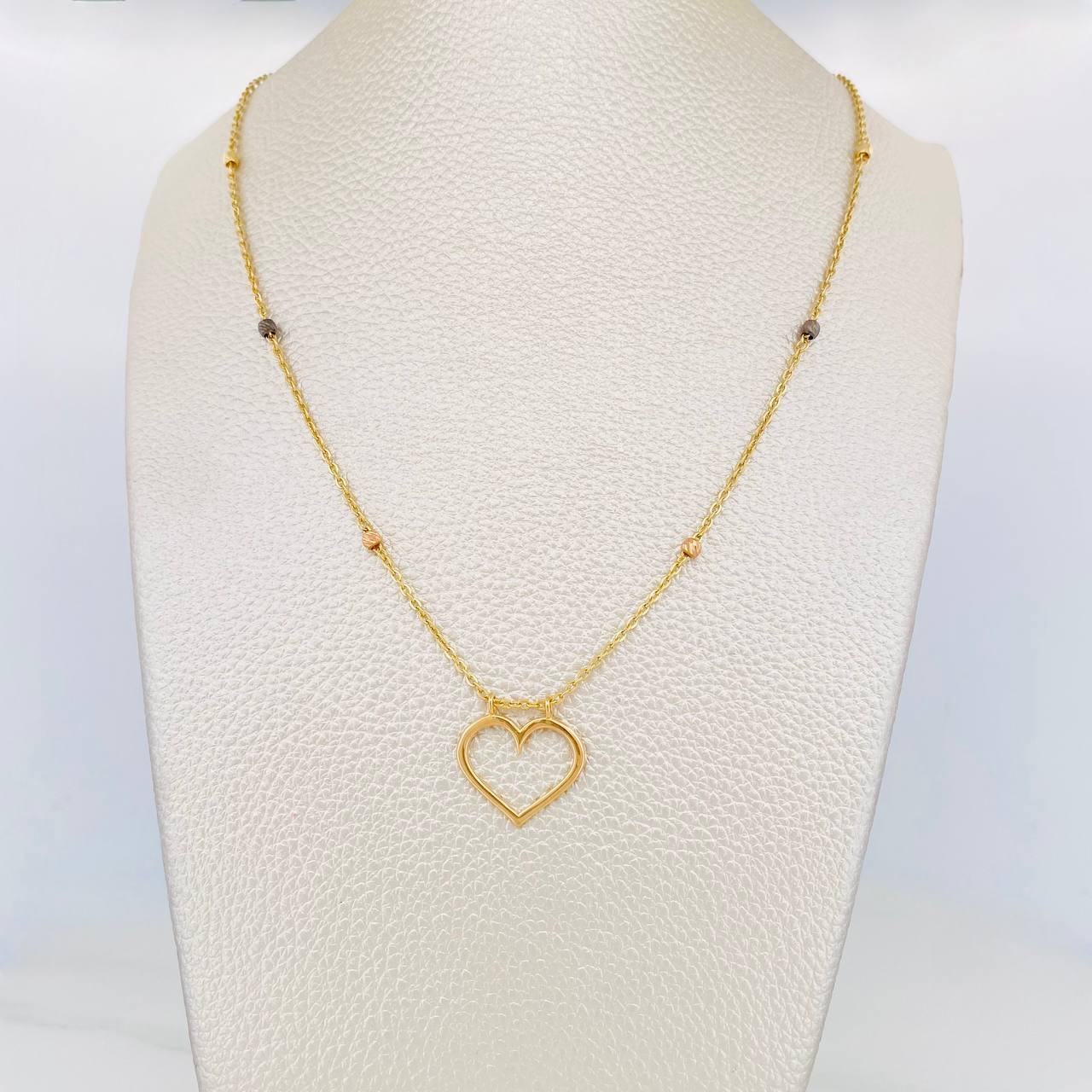 Cadena Aro Seguido Corazon 4.05 g / 18 in / 1.4 mm Tres Oros 18K