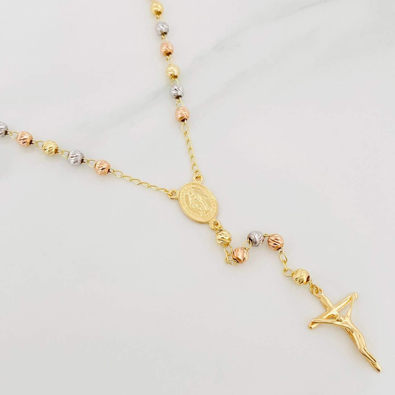 Rosario Virgen Milagrosa 10.6 g / 23 1/2 in / 1.3 mm Tres Oros 18K
