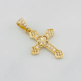 Dije Cruz Trébol Diamantado 1.2g / 1 in Oro Amarillo 18K