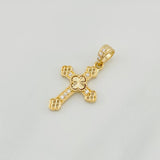 Dije Cruz Trébol Diamantado 1.2g / 1 in Oro Amarillo 18K