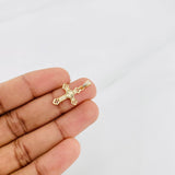 Dije Cruz Trébol Diamantado 1.2g / 1 in Oro Amarillo 18K