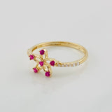 Anillo Flor 1.5g / T7 1/4 Oro Amarillo 18K
