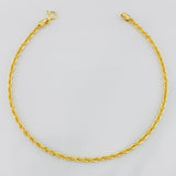 Rope Bracelet 1.35g / 8 in / 2.18mm Yellow Gold 18K