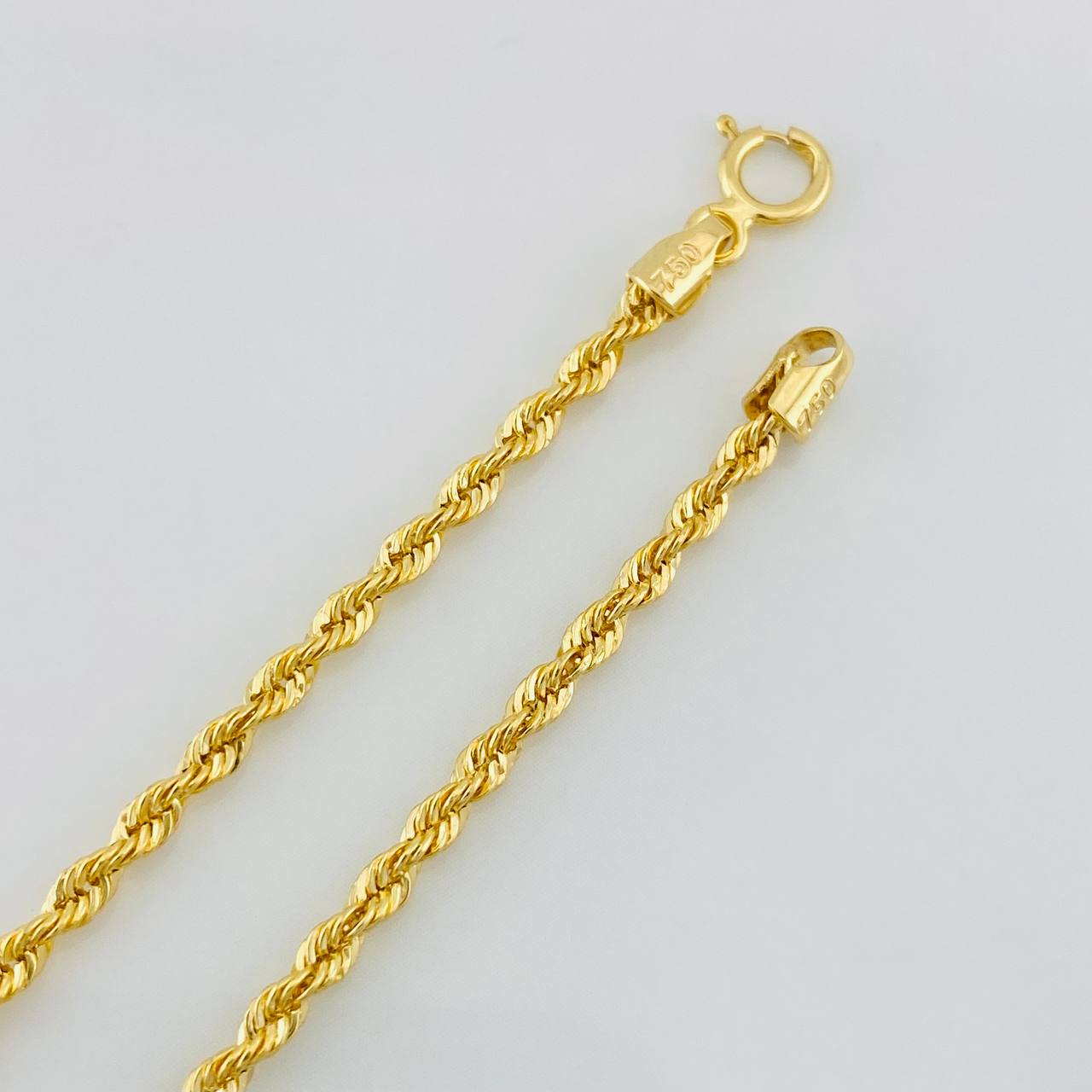 Rope Bracelet 1.35g / 8 in / 2.18mm Yellow Gold 18K