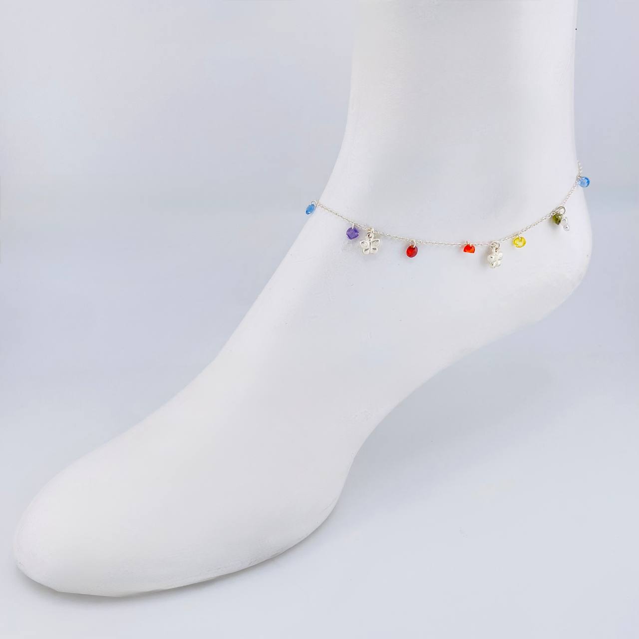 Tobillera Mariposas Colgantes 3.55g / 10 1/4 in / 1.2mm Plata 925 (Oferta)