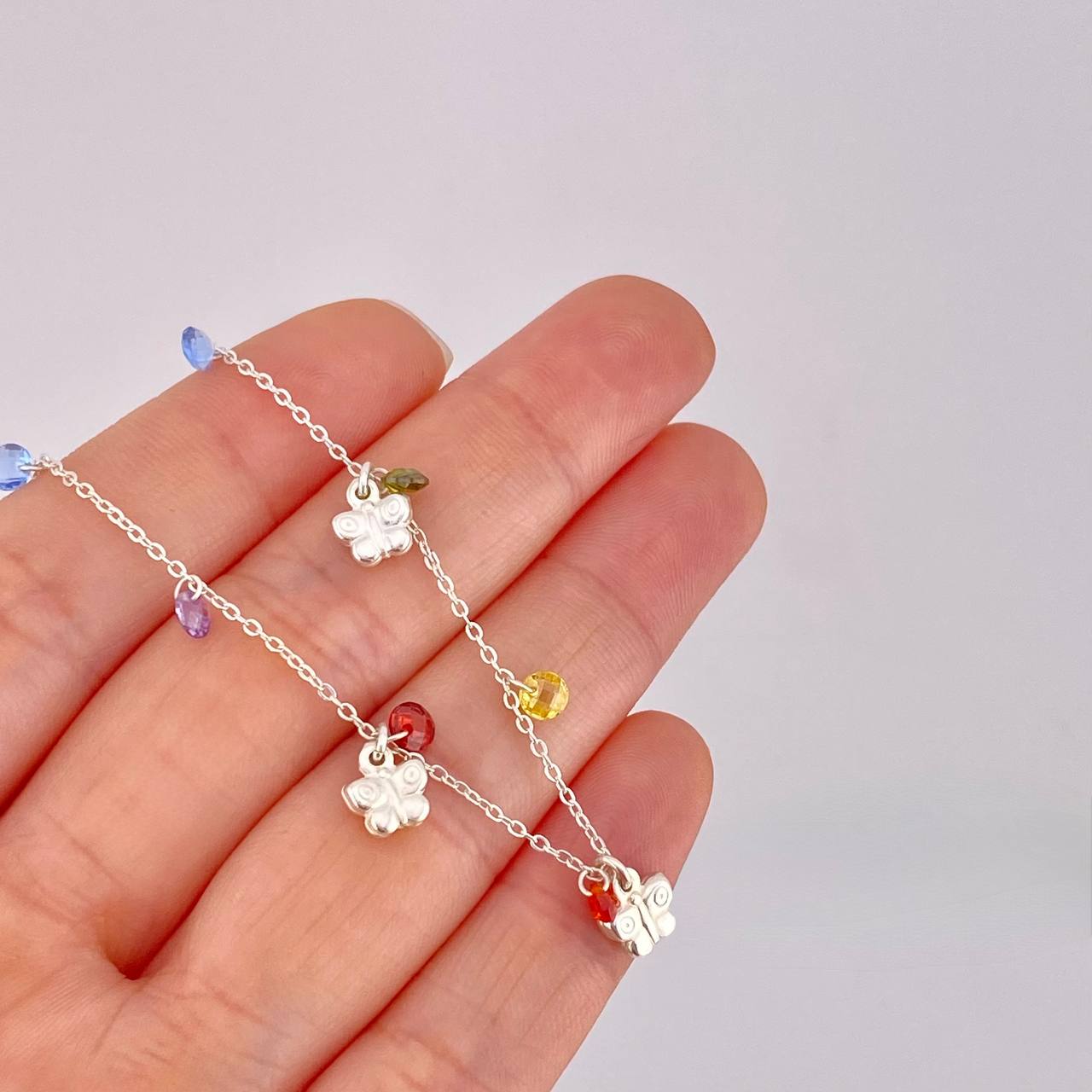 Tobillera Mariposas Colgantes 3.55g / 10 1/4 in / 1.2mm Plata 925 (Oferta)