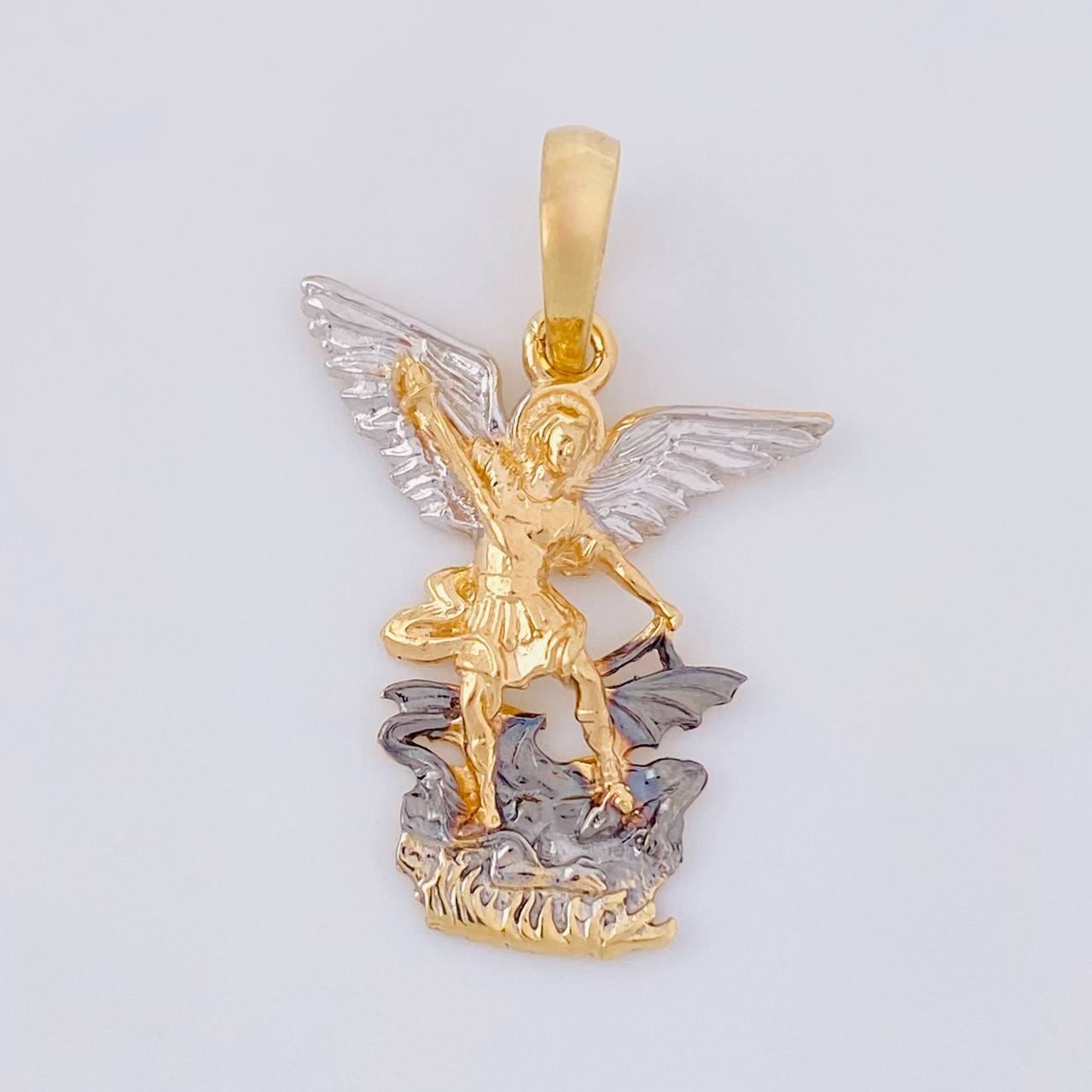 Pendant Saint Michael Archangel 2.45g / 1 in Two-tone Yellow White Gold 18K
