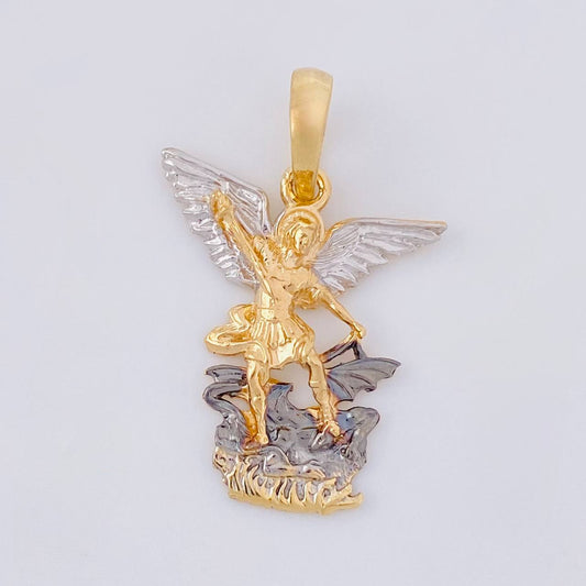 Dije San Miguel Arcangel 2.4g / 1 in Dos Oros Amarillo Blanco 18K