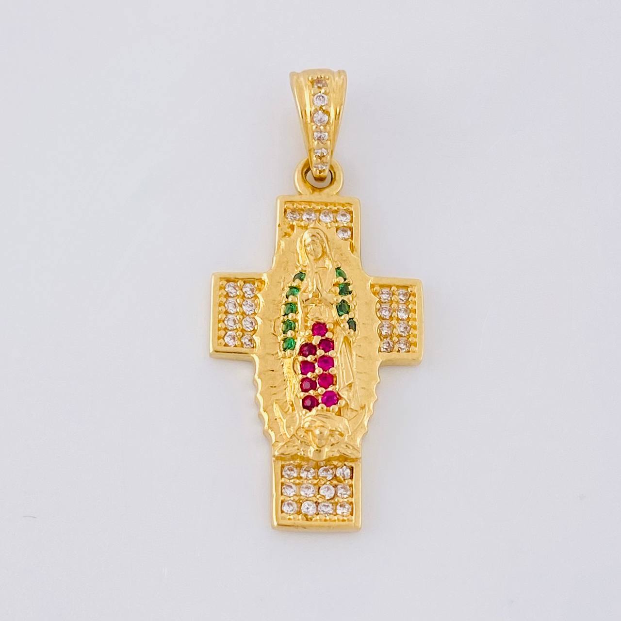 Dije Cruz Virgen del Cramen 3.5g / 1 1/4 in Oro Amarillo 18K