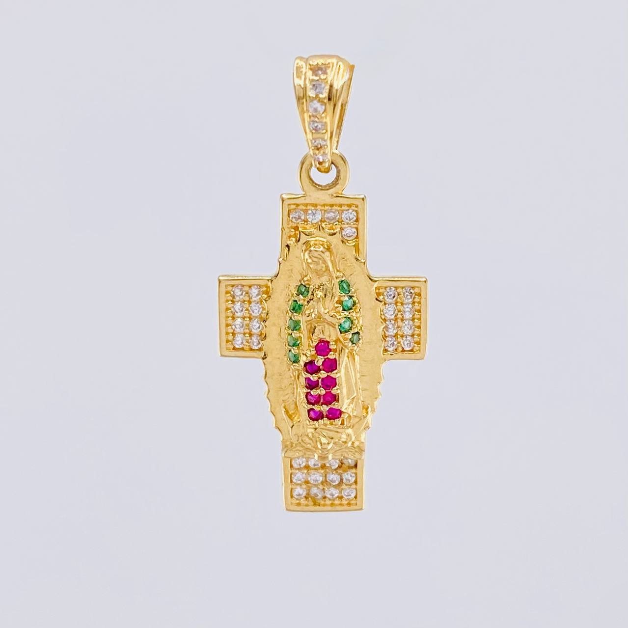 Dije Cruz Virgen del Cramen 3.5g / 1 1/4 in Oro Amarillo 18K