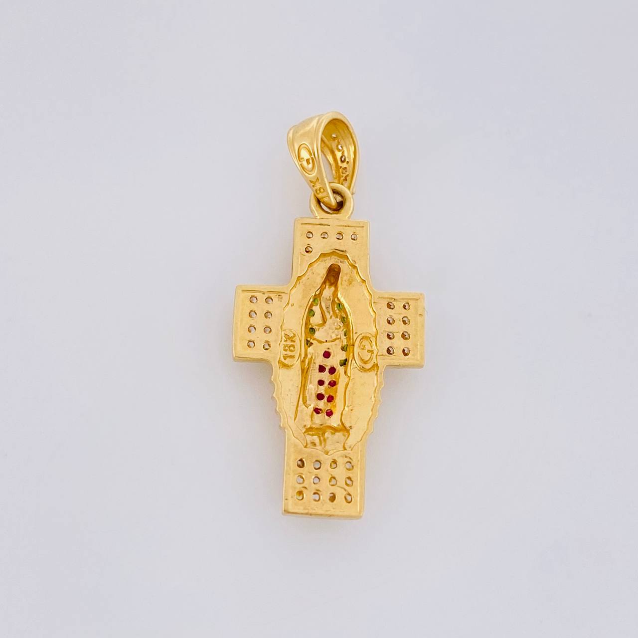 Dije Cruz Virgen del Cramen 3.5g / 1 1/4 in Oro Amarillo 18K