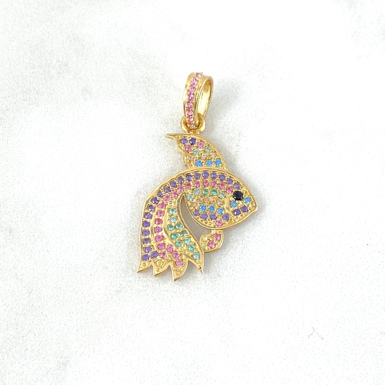 Dije Pez Bailarina 2.7gr / 3cm / Circones de Colores Oro Amarillo