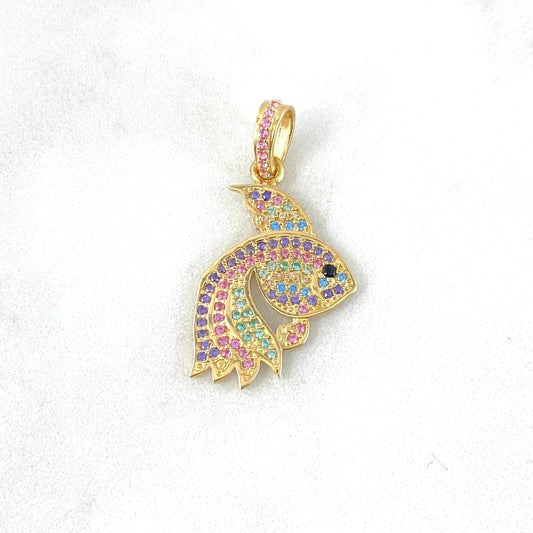 Dije Pez Bailarina 2.7gr / 3cm / Circones de Colores Oro Amarillo