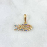 Pendant Fish 1.75gr / 1.7cm / Colored Zircons Yellow Gold