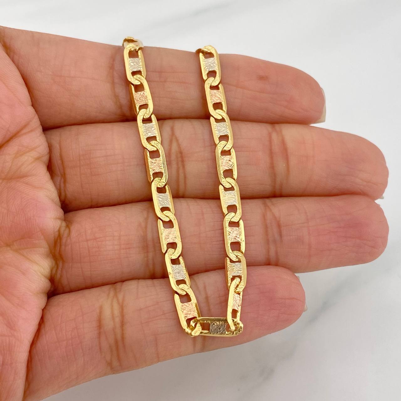 Flat Ladder Diamond Cut Anklet 7.3 g / 9 1/4 in / 3.85 mm Three Golds 18K