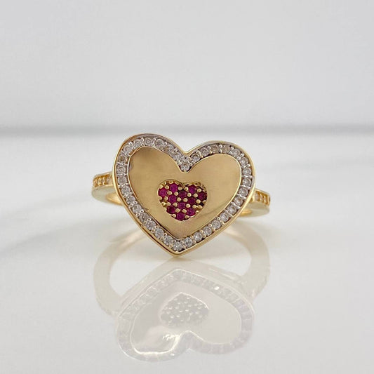 Heart Ring 4.35 g / T7 Two-Tone Yellow White 18K Gold
