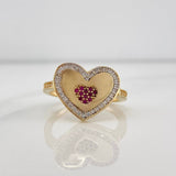 Anillo Corazon 4.35 g / T7 Dos Oros Amarillo Blanco 18K