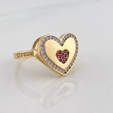 Anillo Corazon 4.35 g / T7 Dos Oros Amarillo Blanco 18K