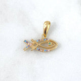 Pendant Fish 1.75gr / 1.7cm / Colored Zircons Yellow Gold