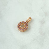 Dije Aro Doble Linea Tupido 1.65gr / 1.7cm / Circones Blancos Y Morados Oro Rosa 18K *