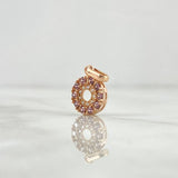 Dije Aro Doble Linea Tupido 1.65gr / 1.7cm / Circones Blancos Y Morados Oro Rosa 18K *