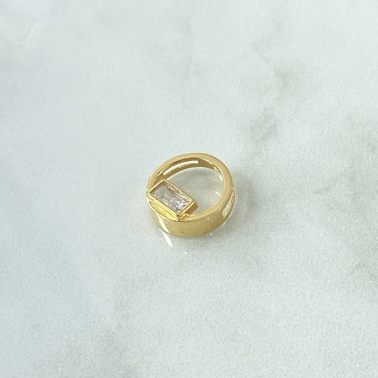 Pendant Rectangle In Hoop 1.25gr / 1cm / Smooth White Zircon Yellow Gold 18K *