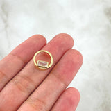 Pendant Rectangle In Hoop 1.25gr / 1cm / Smooth White Zircon Yellow Gold 18K *