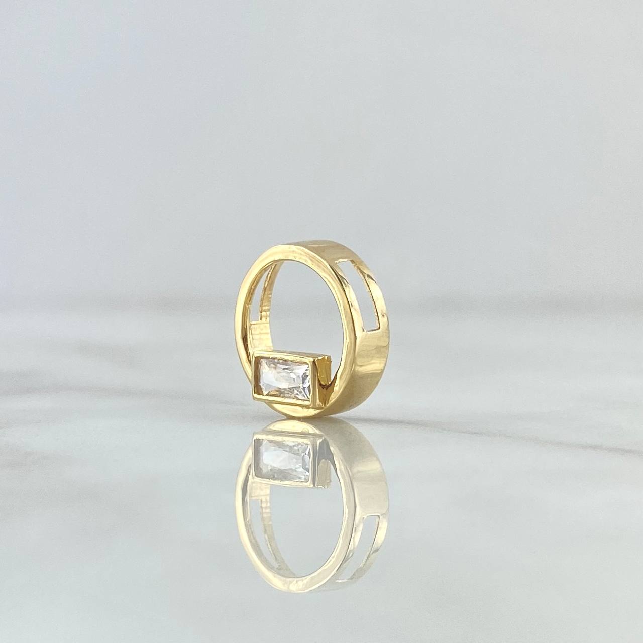 Pendant Rectangle In Hoop 1.25gr / 1cm / Smooth White Zircon Yellow Gold 18K *