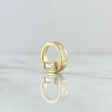 Pendant Rectangle In Hoop 1.25gr / 1cm / Smooth White Zircon Yellow Gold 18K *