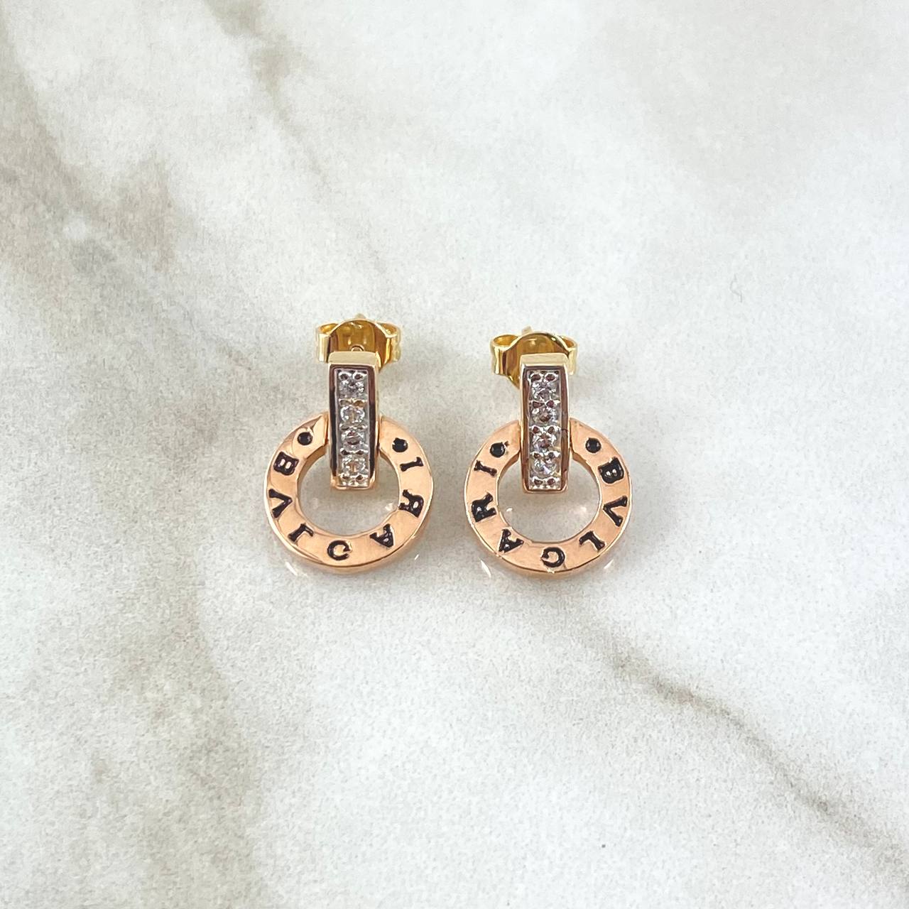 Stud Earrings 3.15gr / 1.5cm / White Zircons 18K Rose Gold *
