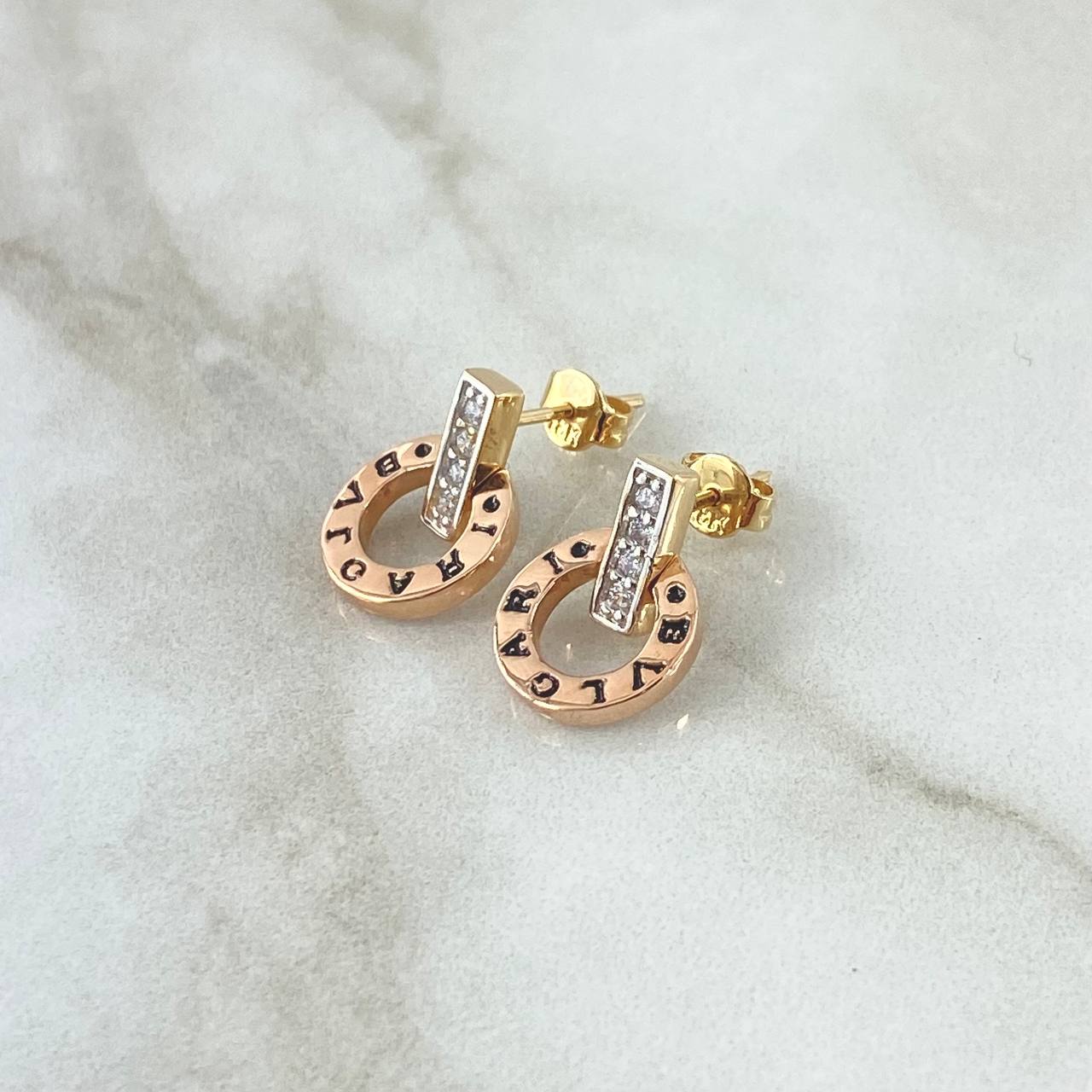 Stud Earrings 3.15gr / 1.5cm / White Zircons 18K Rose Gold *