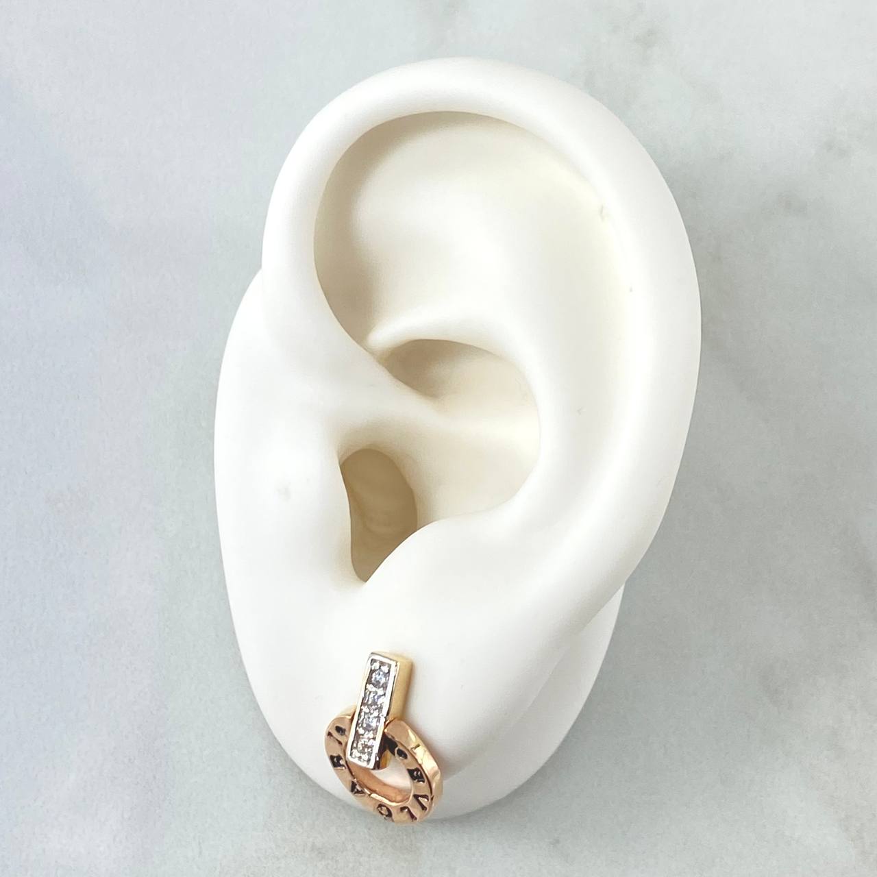 Stud Earrings 3.15gr / 1.5cm / White Zircons 18K Rose Gold *