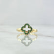 Silhouette Clover Ring 2.05gr / Size 7 1/4 / Green Zircons 18K Yellow Gold